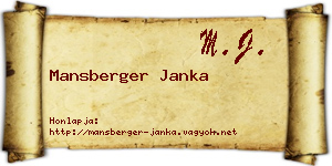 Mansberger Janka névjegykártya